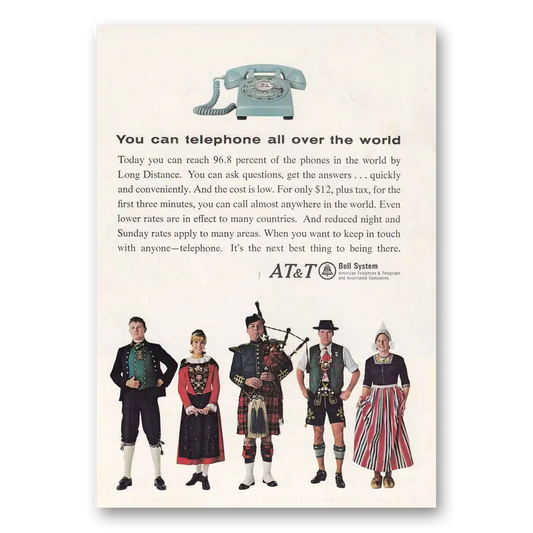 1966 AT&T You Can Telephone All Over the World Vintage Magazine Print Ad