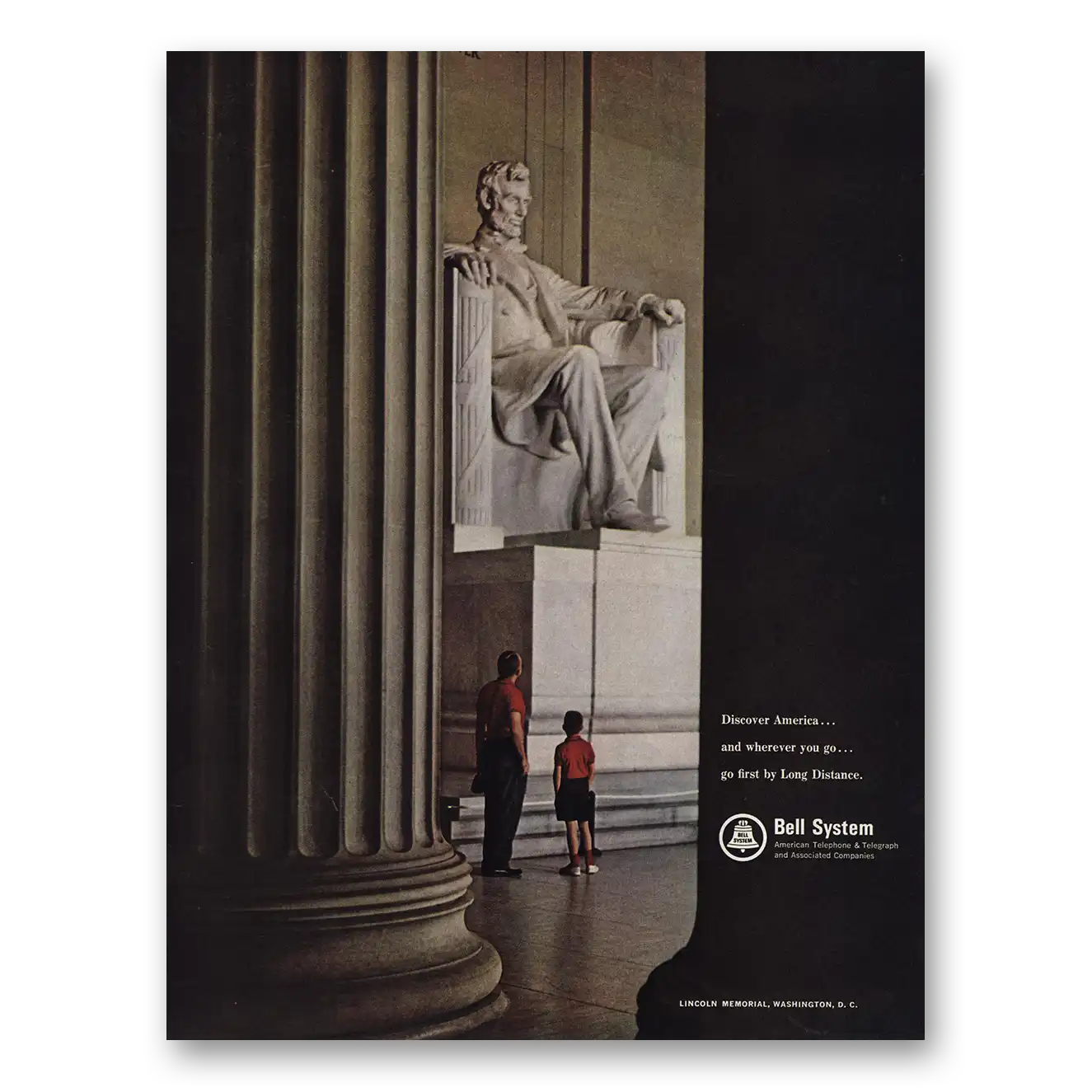 1966 Bell System Discover America Lincoln Memorial Vintage Magazine Print Ad