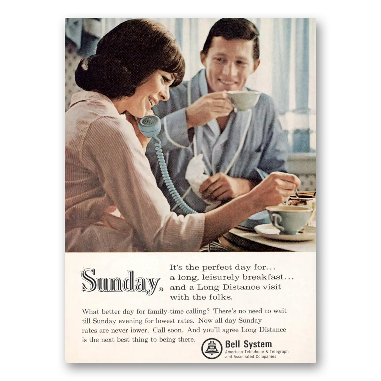 1966 Bell Telephone Sunday Its the Perfect Day Vintage Magazine Print Ad