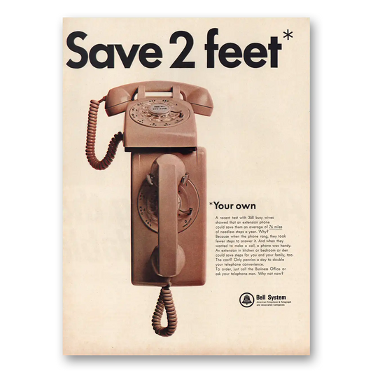 1966 Bell Telephone Save Two Feet Your Own Vintage Magazine Print Ad