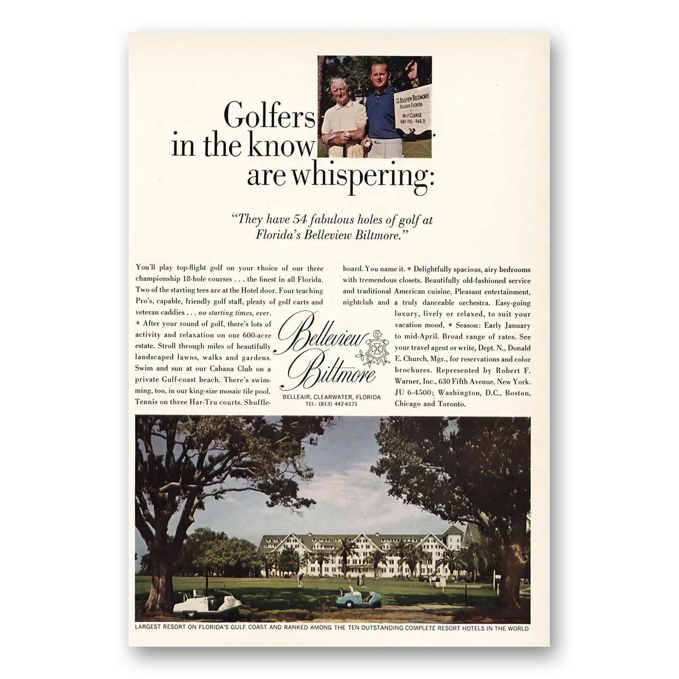 1966 Belleview Biltmore Golfers In the Know Vintage Magazine Print Ad