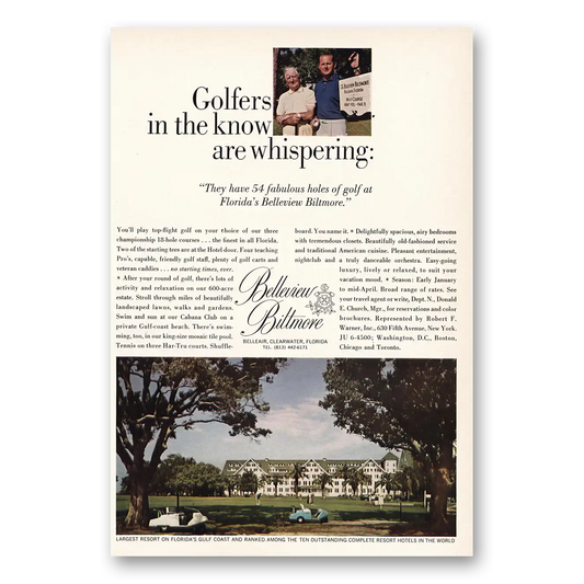 1966 Belleview Biltmore Golfers In the Know Vintage Magazine Print Ad