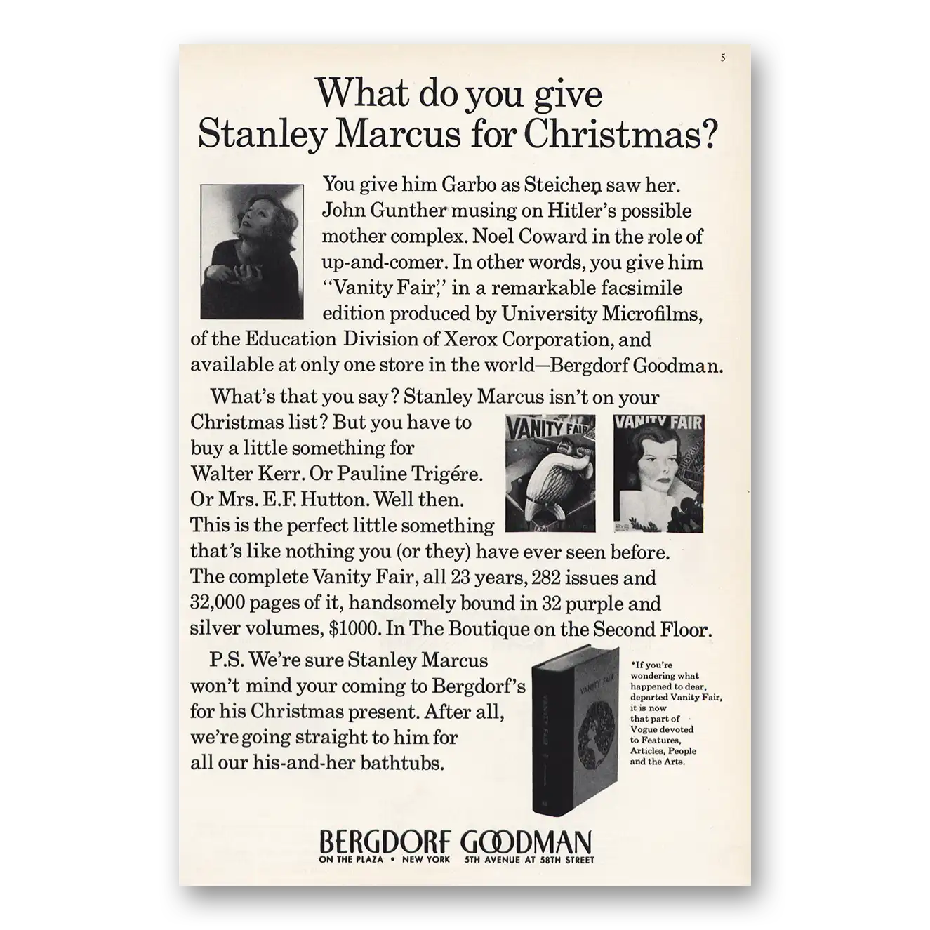 1966 Bergdorf Goodman Stanley Marcus Christmas Vintage Magazine Print Ad