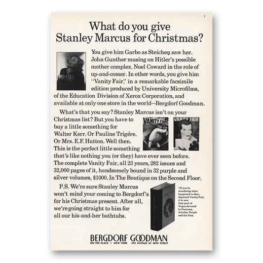 1966 Bergdorf Goodman Stanley Marcus Christmas Vintage Magazine Print Ad