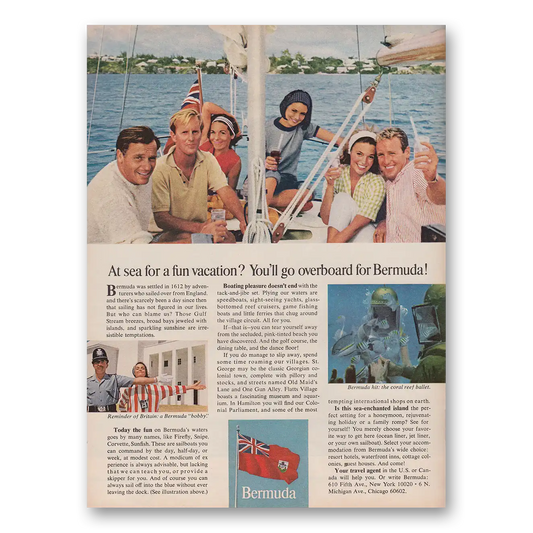 1966 Bermuda At Sea for a Fun Vacation Vintage Magazine Print Ad