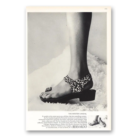 1966 Bernardo The Winter Sandal Vintage Magazine Print Ad