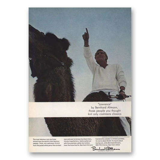 1966 Bernhard Altmann Lawrence Cashmere Classics Vintage Magazine Print Ad