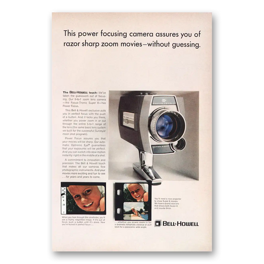 1966 Bell & Howell Power Focusing Camera Razor Sharp Vintage Magazine Print Ad