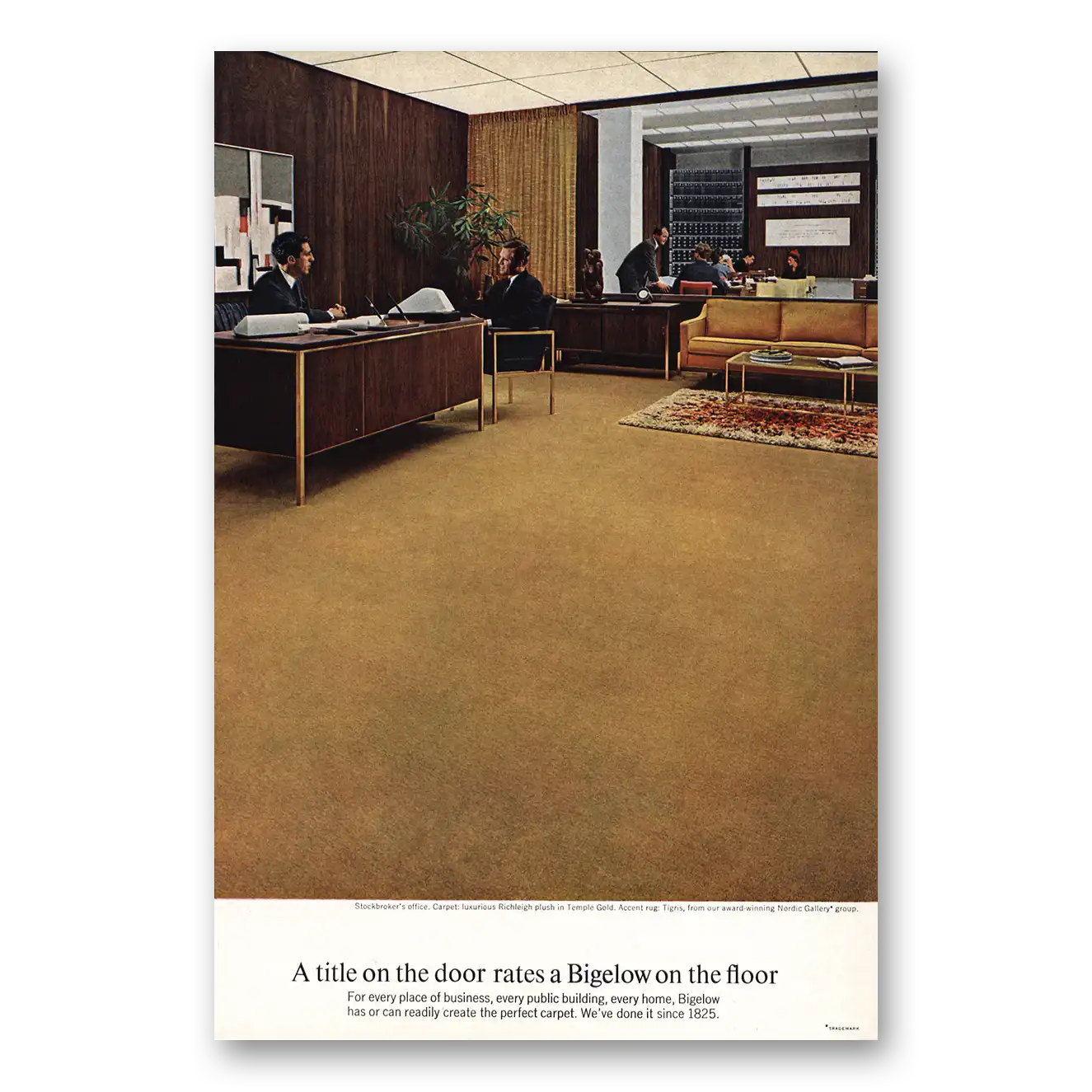 1966 Bigelow Carpet A Title On the Door Vintage Magazine Print Ad