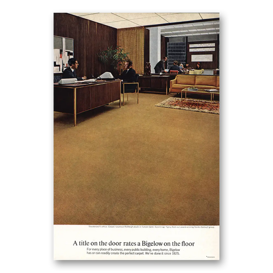 1966 Bigelow Carpet A Title On the Door Vintage Magazine Print Ad