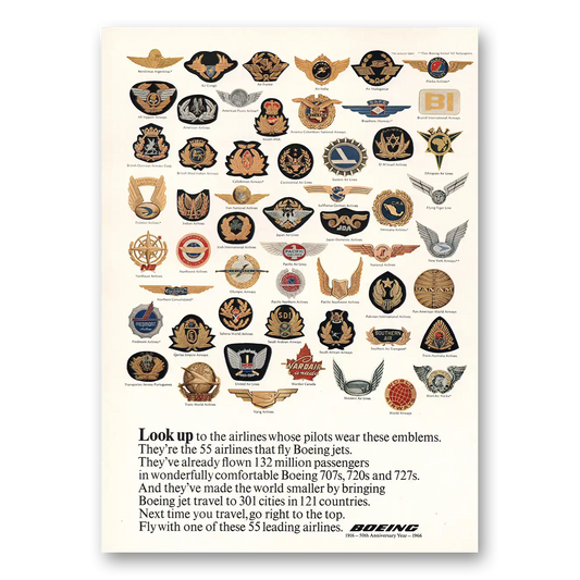 1966 Boeing Airlines Whose Pilot Wear These Emblems Vintage Magazine Print Ad