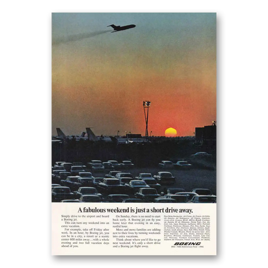 1966 Boeing Fabulous Weekend Just a Short Drive Away Vintage Magazine Print Ad