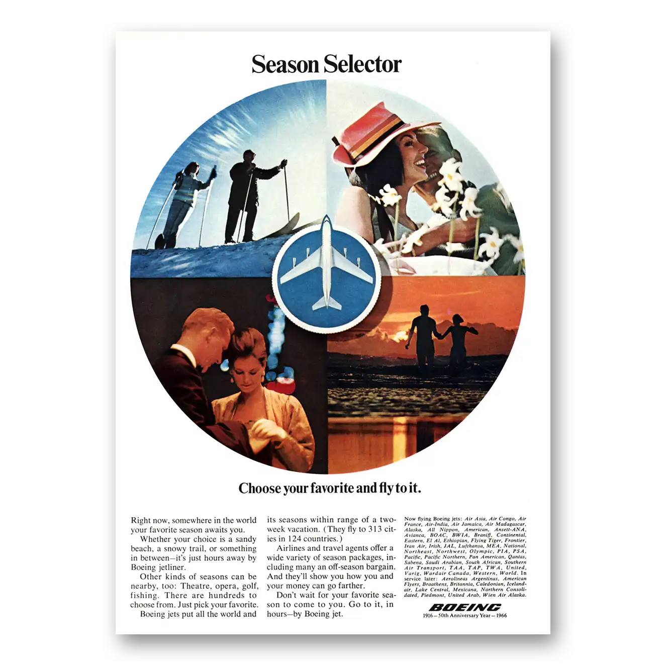 1966 Boeing Season Selector Vintage Magazine Print Ad