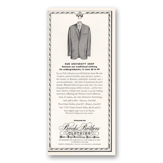 1966 Brooks Brothers University Shop Vintage Magazine Print Ad