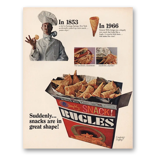 1966 Bugles Snacks Are In Great Shape Vintage Magazine Print Ad