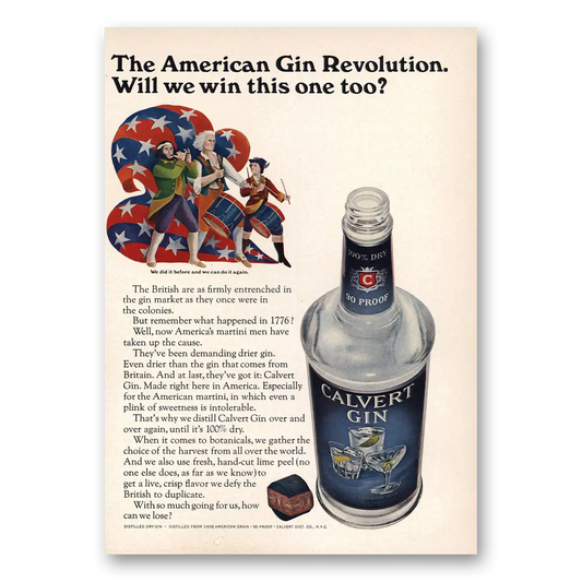 1966 Calvert Gin American Gin Revolution Vintage Magazine Print Ad