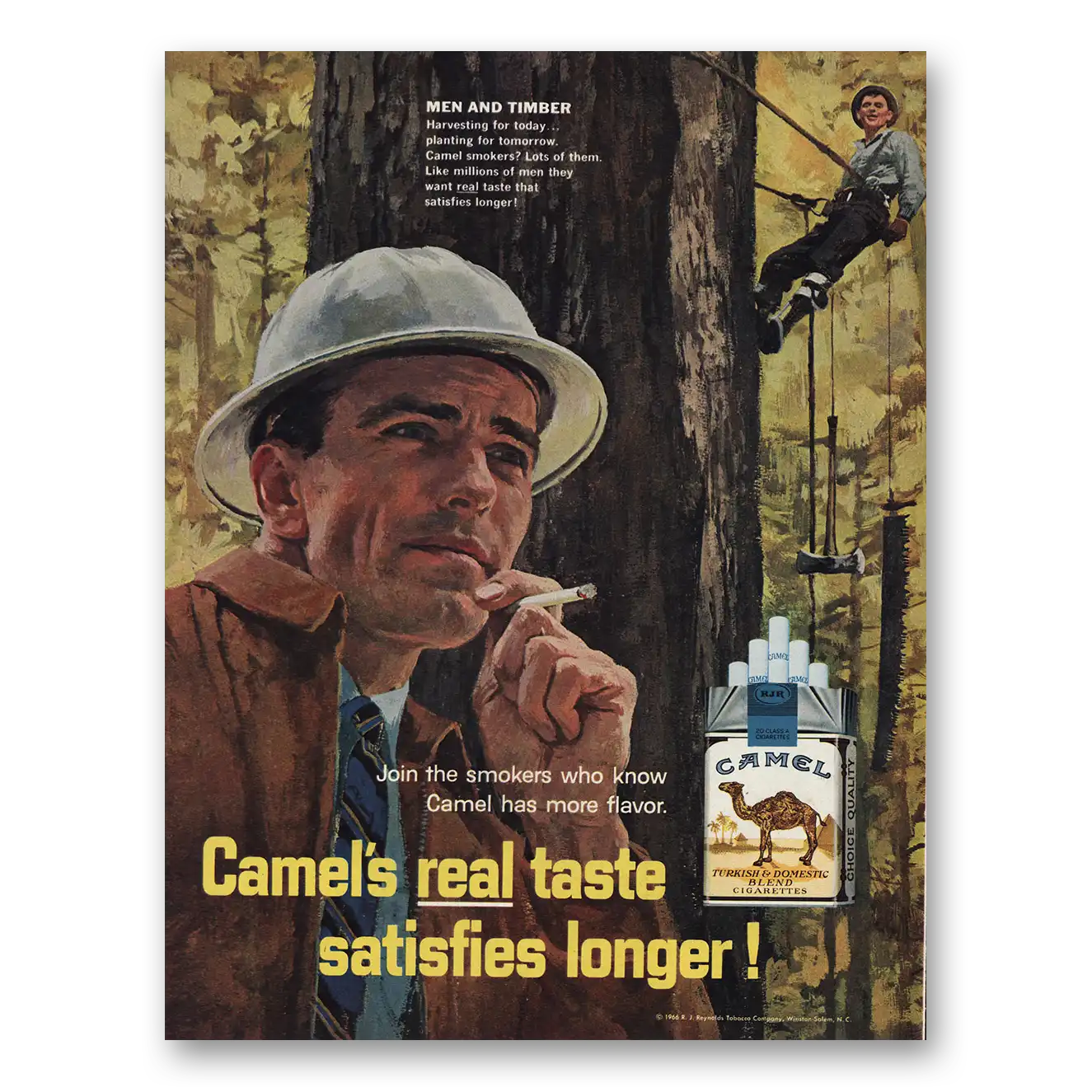 1966 Camel Cigarettes Men and Timber Vintage Magazine Print Ad