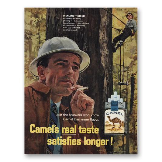 1966 Camel Cigarettes Men and Timber Vintage Magazine Print Ad