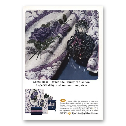 1966 Cannon Mills Come Close Touch the Luxury Vintage Magazine Print Ad