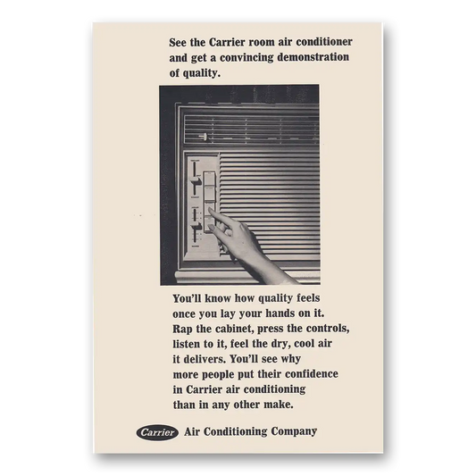 1966 Carrier Air Conditioning Convincing Demonstration of Quality Vintage Magazine Print Ad