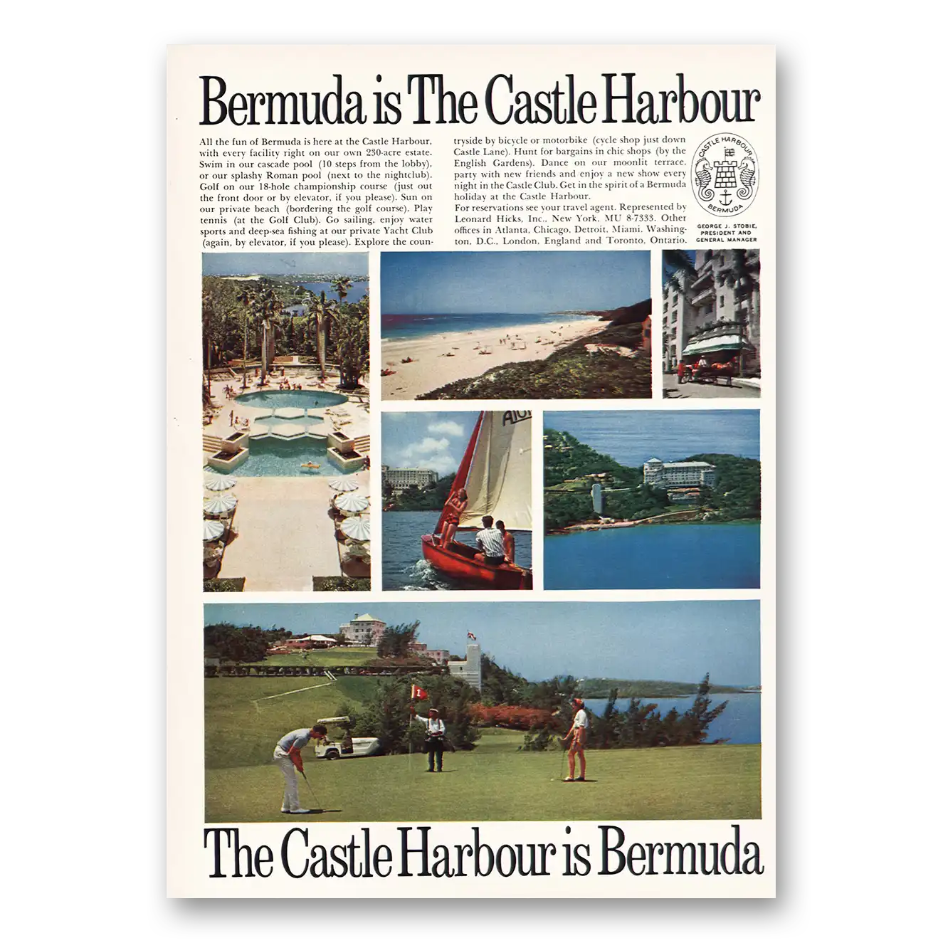 1966 Castle Harbour All the Fun Vintage Magazine Print Ad