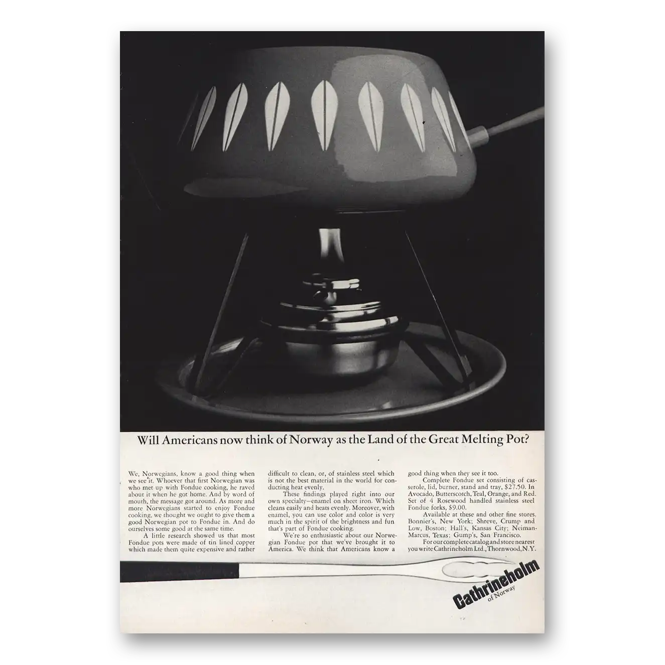 1966 Cathrineholm of Norway Land of Great Melting Pot Vintage Magazine Print Ad