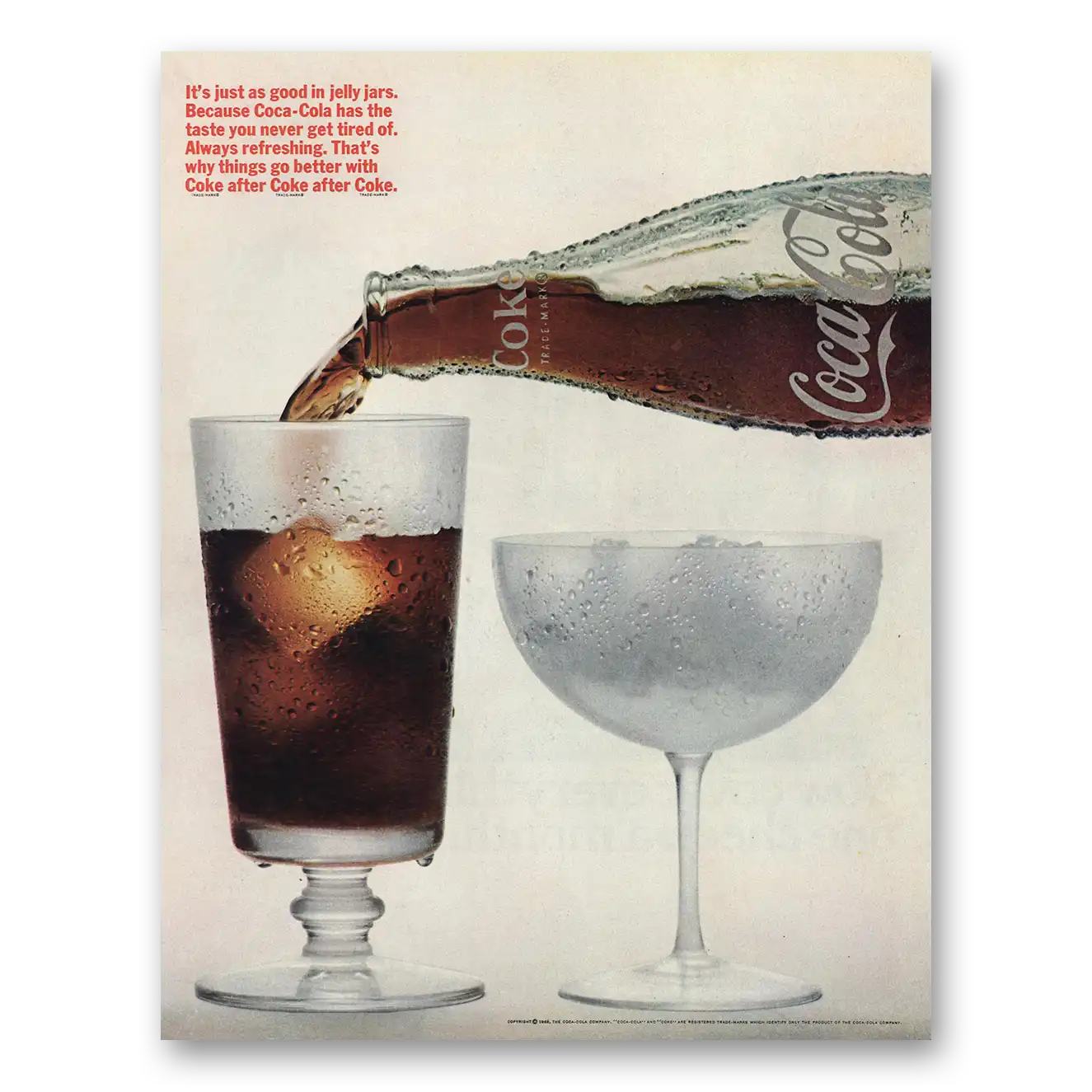 1966 Coca Cola Just as Good in Jelly Jars Vintage Magazine Print Ad