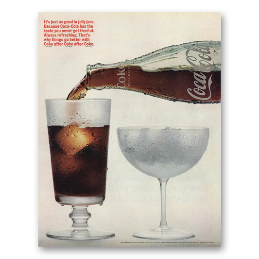 1966 Coca Cola Just as Good in Jelly Jars Vintage Magazine Print Ad