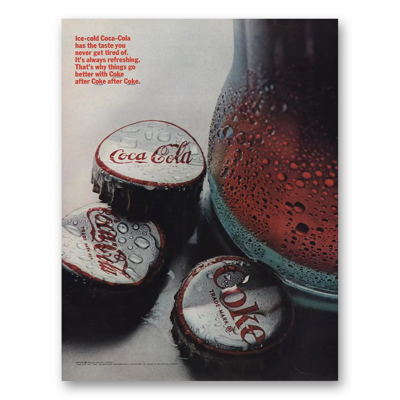 1966 Coca Cola Has Taste You Never Get Tired Of Vintage Magazine Print Ad