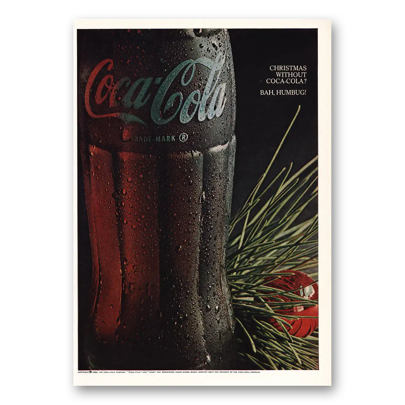 1966 Coca Cola Bah Humbug Vintage Magazine Print Ad