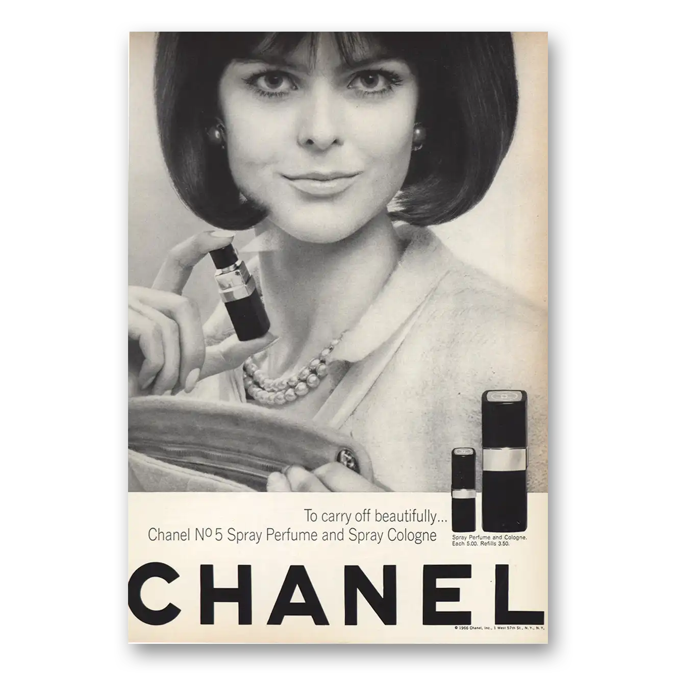 1966 Chanel Carry Off Beautifully Chanel No 5 Vintage Magazine Print Ad