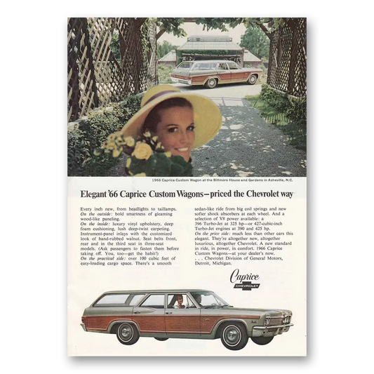 1966 Chevrolet Caprice Biltmore House and Gardens Asheville NC Vintage Magazine Print Ad