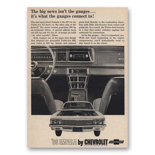 1966 Chevrolet Impala What the Gauges Connect To Vintage Magazine Print Ad