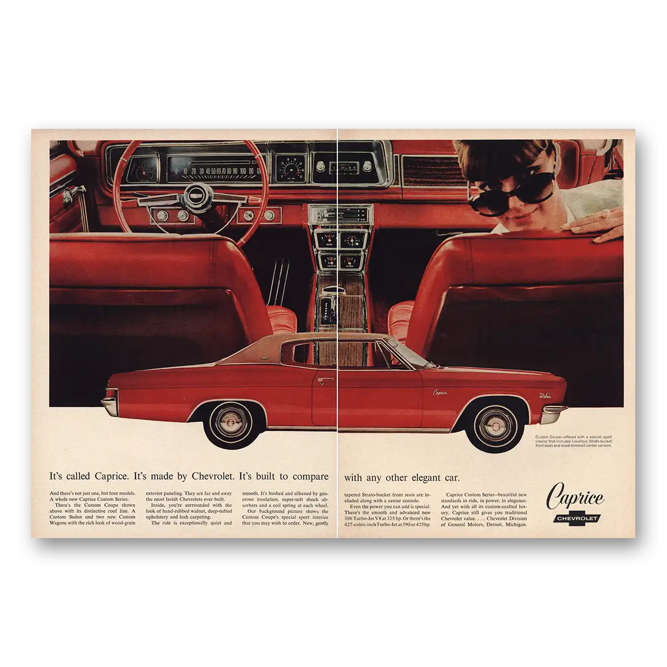 1966 Chevrolet Caprice Compare With Any Other Elegant Car Vintage Magazine Print Ad