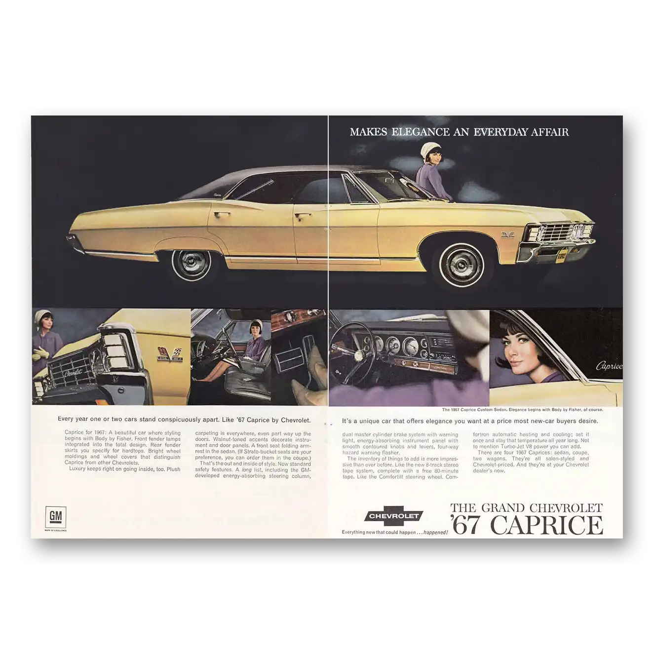 1967 Chevrolet Caprice Makes Elegance an Everyday Affair Vintage Magazine Print Ad