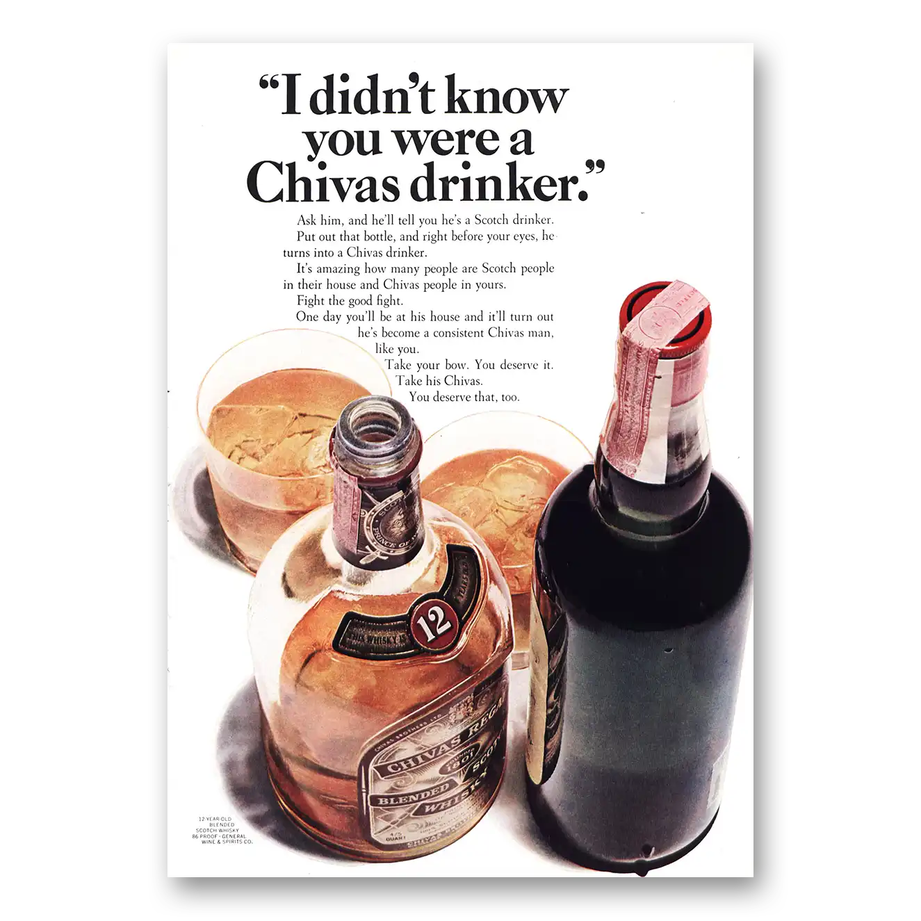 1966 Chivas Regal I Didn’t Know You Were Chivas Drinker Vintage Magazine Print Ad