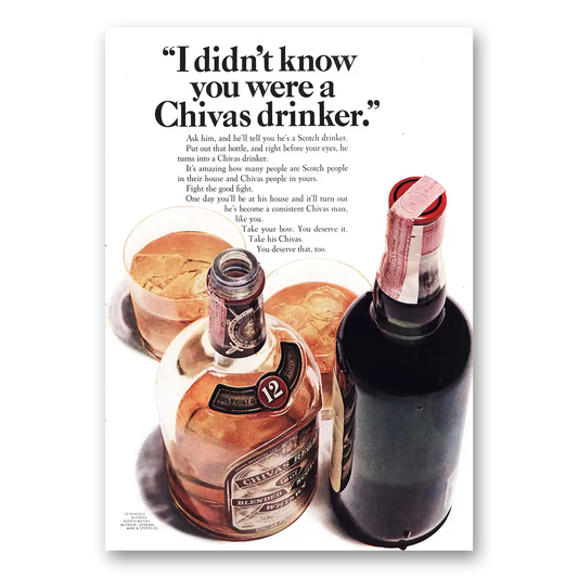 1966 Chivas Regal I Didn’t Know You Were Chivas Drinker Vintage Magazine Print Ad