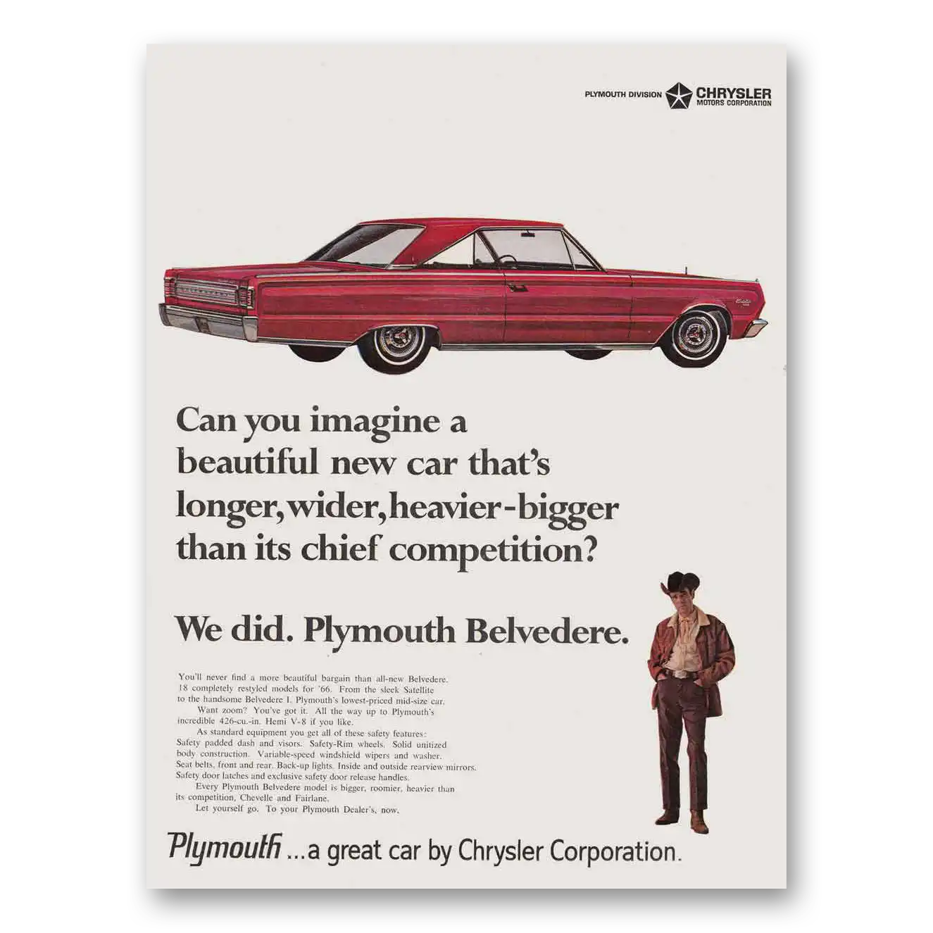 1966 Plymouth Belvedere Can You Imagine Vintage Magazine Print Ad