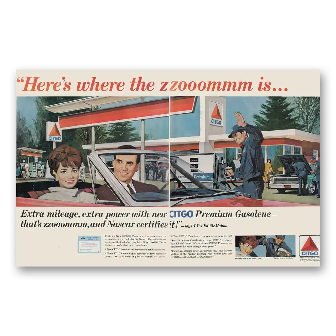 1966 Citgo Gasolene Ed McMahon Heres Where the Zoom Is Vintage Magazine Print Ad