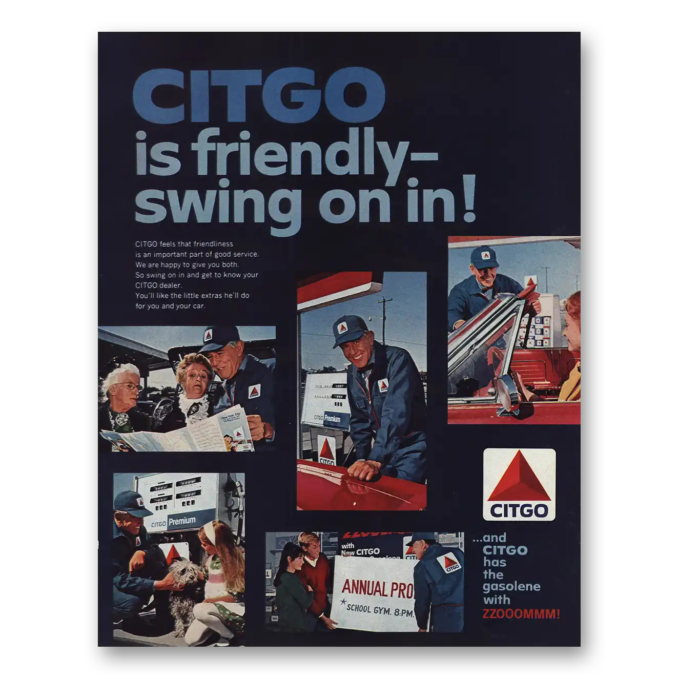 1966 Citgo Friendly Swing On In Vintage Magazine Print Ad