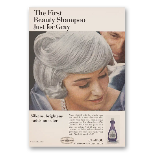 1966 Clairol Shampoo First Beauty Shampoo Just for Gray Vintage Magazine Print Ad