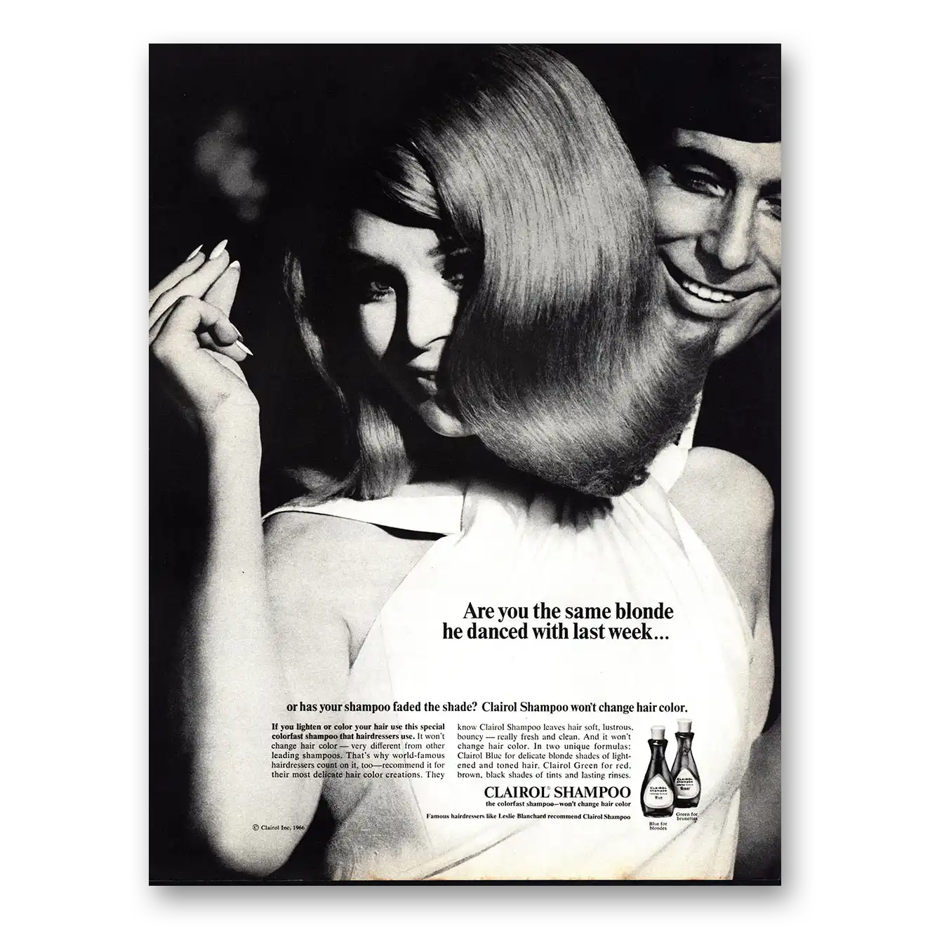 1966 Clairol Shampoo Same Blonde He Danced With Last Week Vintage Magazine Print Ad