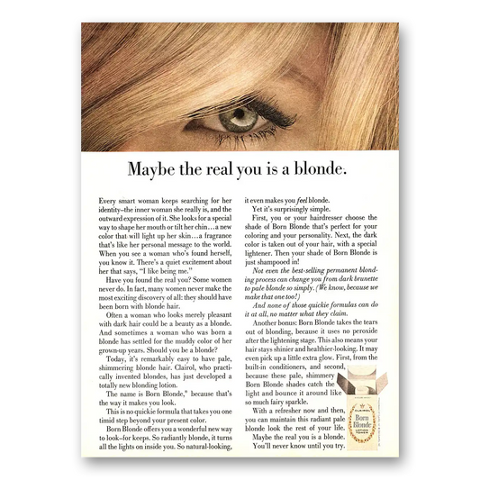 1966 Clairol Born Blonde Maybe the Real You Vintage Magazine Print Ad