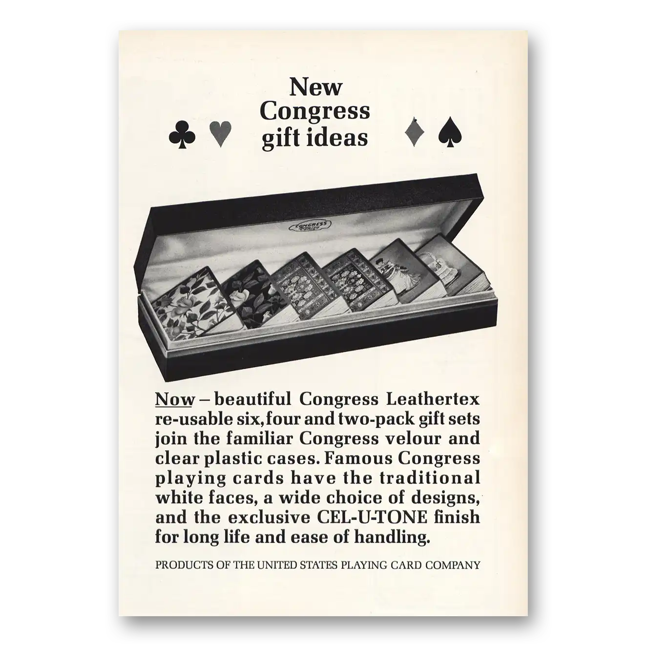 1966 Congress Playing Cards New Congress Gift Ideas Vintage Magazine Print Ad