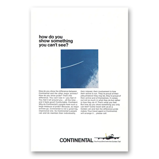1966 Continental Airlines Show Something Vintage Magazine Print Ad