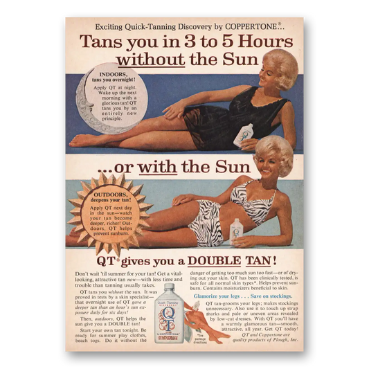 1966 Coppertone Tans You In 3 to 5 Hours Vintage Magazine Print Ad