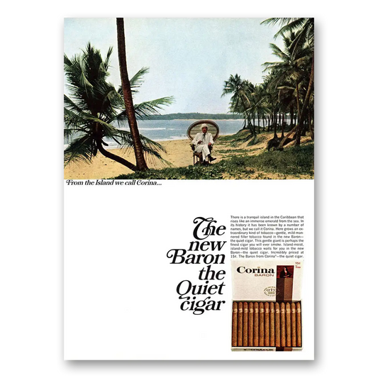 1966 Corina Cigars New Baron the Quiet Cigar Vintage Magazine Print Ad