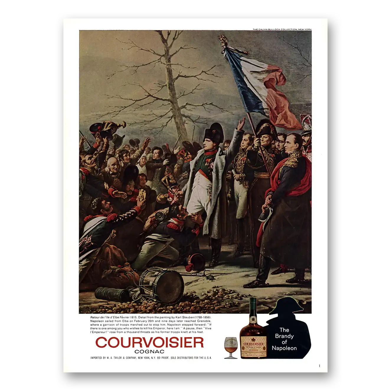 1966 Courvoisier Napolean Sailed From Elba Vintage Magazine Print Ad