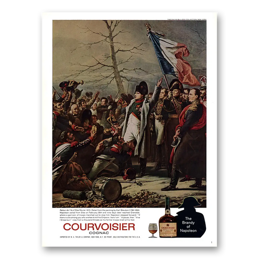 1966 Courvoisier Napolean Sailed From Elba Vintage Magazine Print Ad