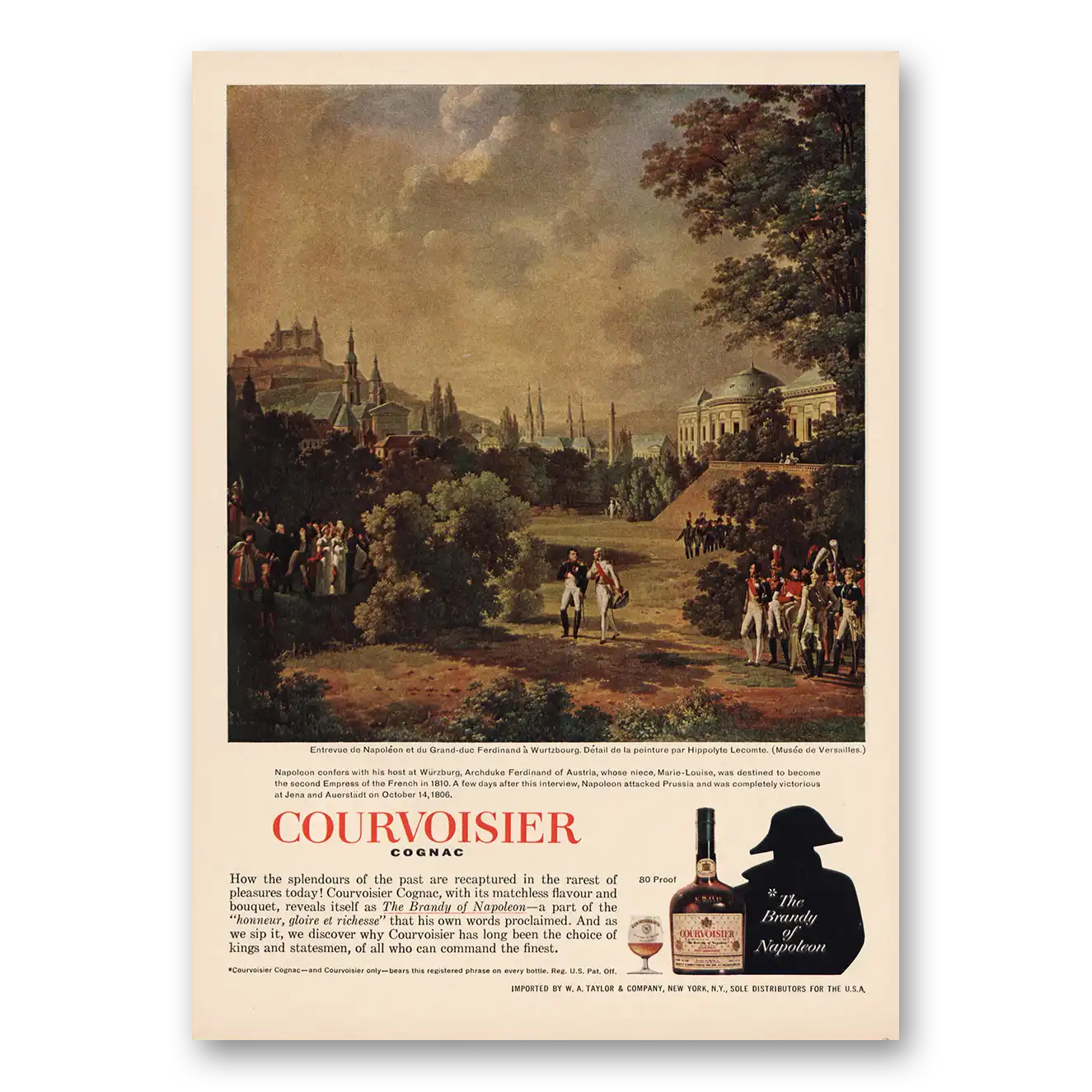 1966 Courvoisier Napoleon Wurzburg Vintage Magazine Print Ad